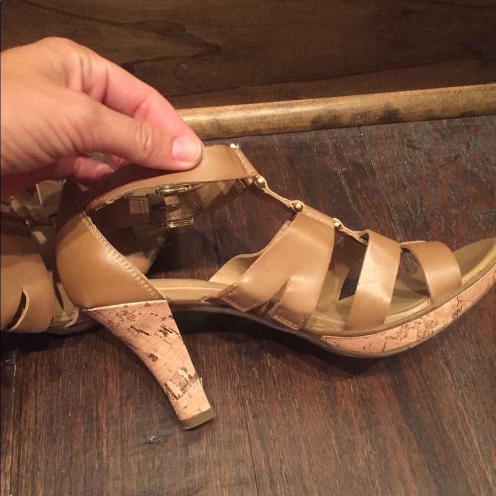 Tan Leather, Cork Heels